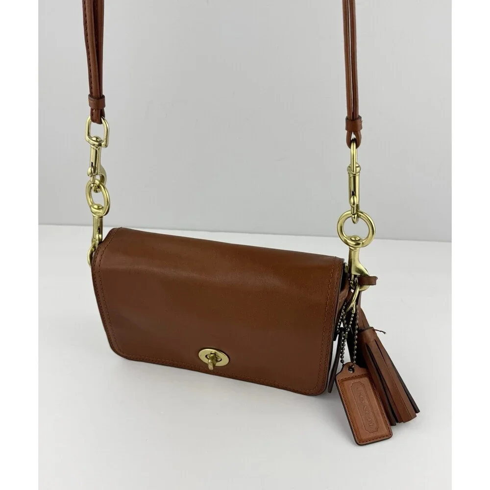 Coach 19914 Penny Brown Leather Crossbody Shoulder Bag Purse Turnlock EUC